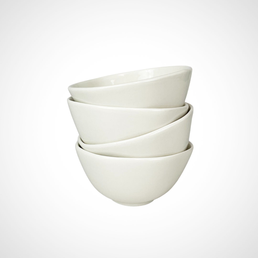 White Ribbed Dipping Bowls Set of Four