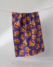 Load image into Gallery viewer, Geometry Kitchen Tea Towel: Gourd Gang (Purple)