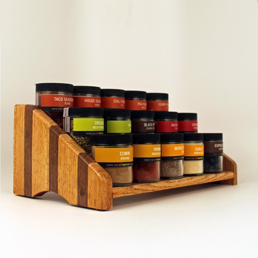 Allspice Wooden Spice Rack Spice Rack, Tiered 15 Jar