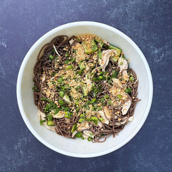 Chilled Japanese Soba with Chicken and Cucumber
