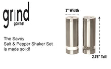 Load image into Gallery viewer, Savoy Stainless Steel Salt &amp; Pepper Shakers
