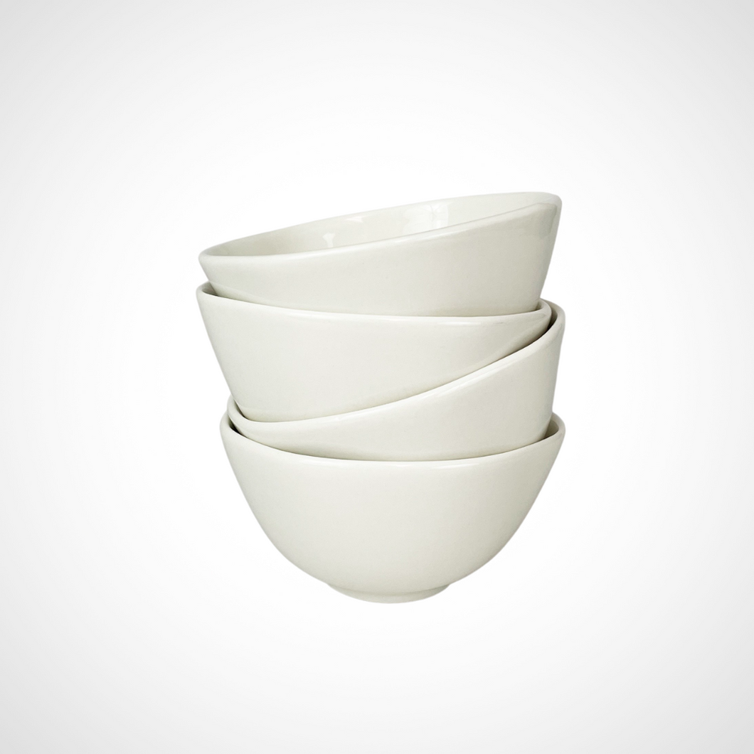 White Ribbed Dipping Bowls (Set of Four)