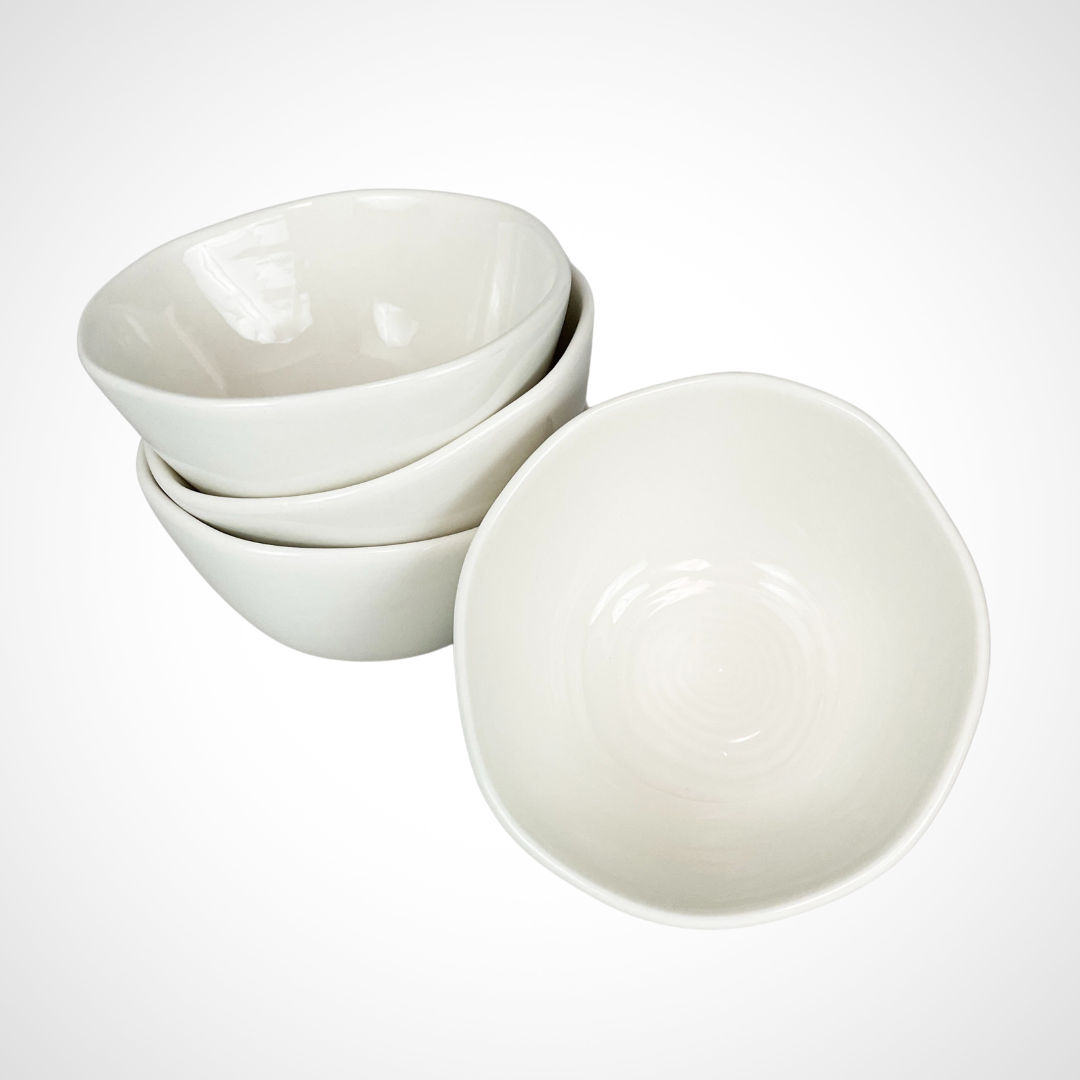 White Ribbed Dipping Bowls Set of Four
