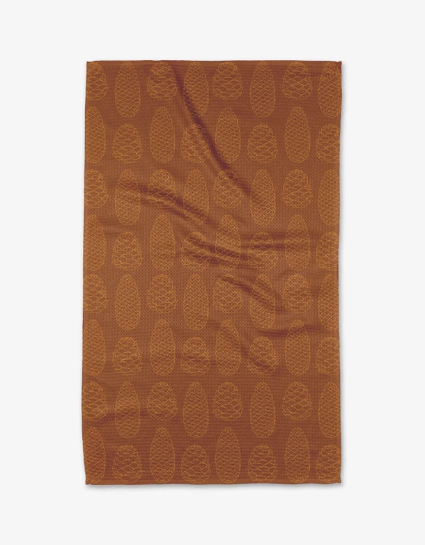 Geometry Kitchen Tea Towel: Burnt Orange Pinecone