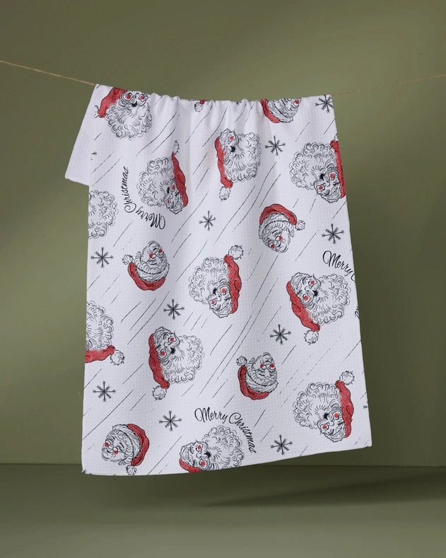 Geometry Kitchen Tea Towel: Claus Family Christmas