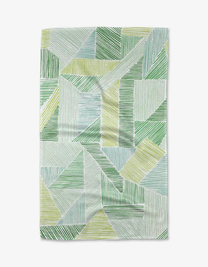 Geometry Kitchen Tea Towel: Green Kites