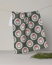 Load image into Gallery viewer, Geometry Kitchen Tea Towel: Merry Wreaths
