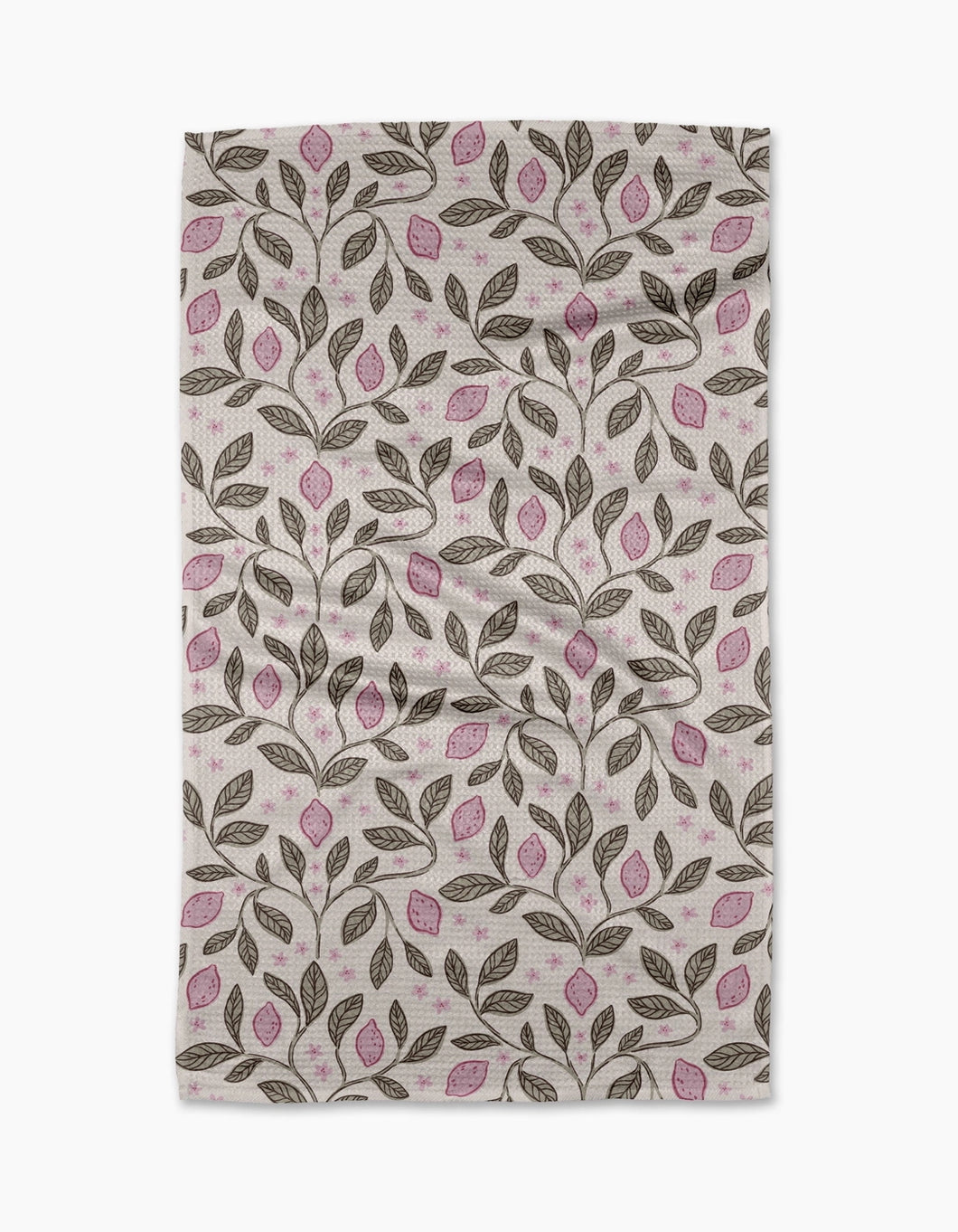 Geometry Kitchen Tea Towel: Pink Summer Lemons