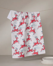 Load image into Gallery viewer, Geometry Kitchen Tea Towel: Prancing Reindeer

