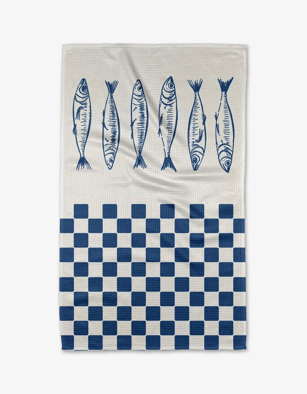 Geometry Kitchen Tea Towel: Sardine Check Blue