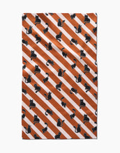 Load image into Gallery viewer, Geometry Kitchen Tea Towel: Striped Black Cats Orange
