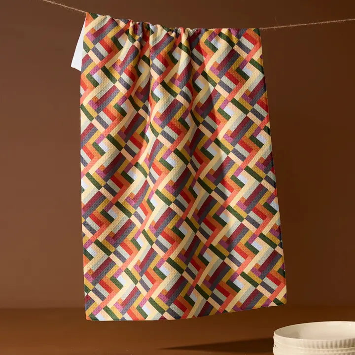 Geometry Kitchen Tea Towel: Vivid Cascade