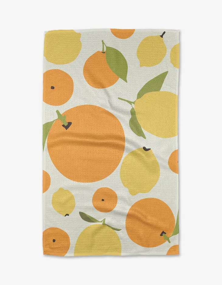 Geometry Kitchen Tea Towel: Sunny Lemons and Oranges
